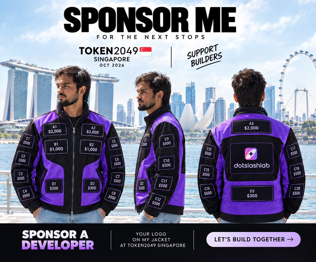A sponsored jacket across TOKEN2049 side events. Image from the creator’s campaign post.