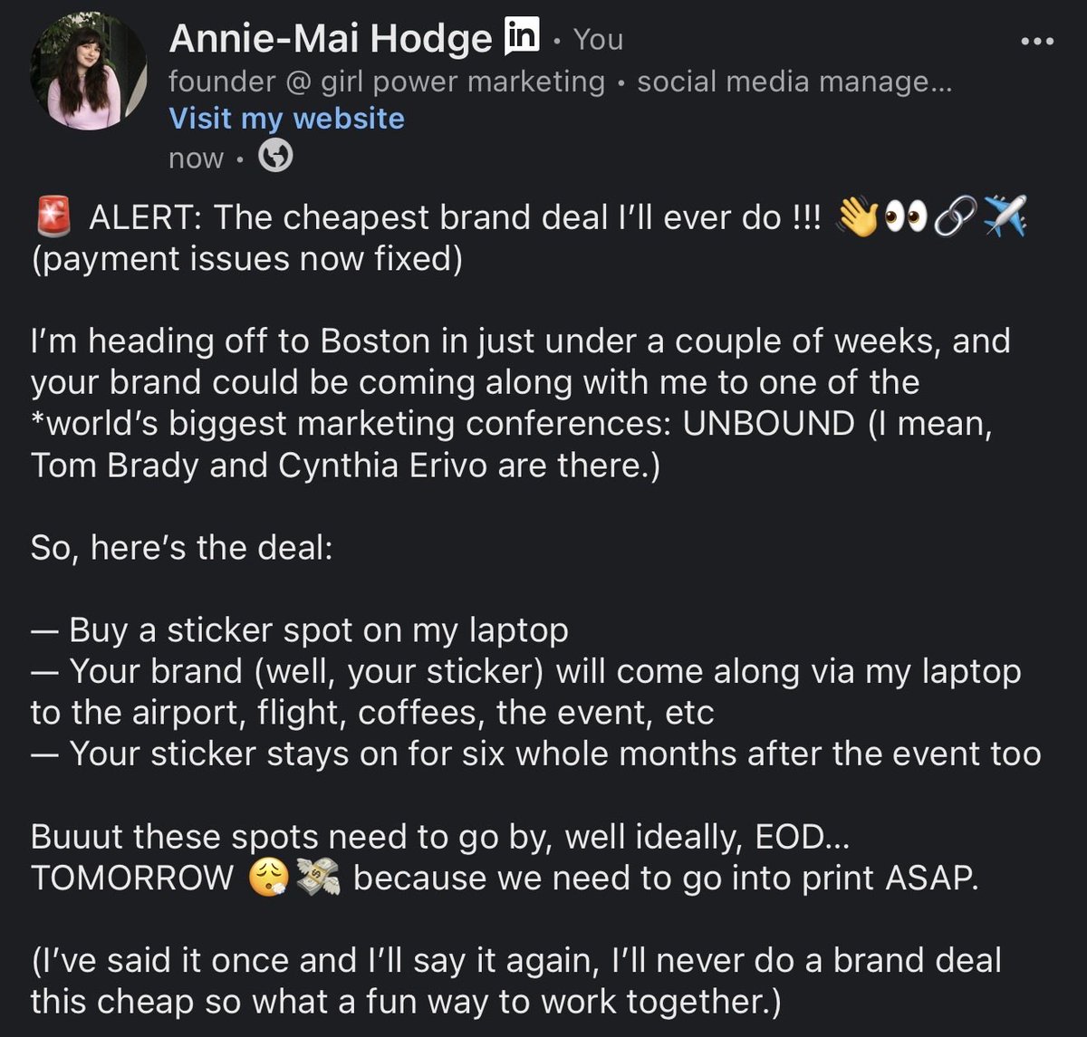 anniemaisocial campaign imagery from the original post.