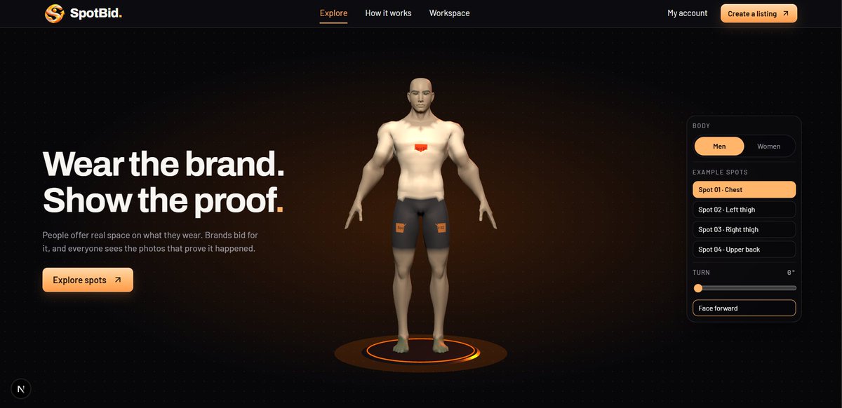 SpotBid, a marketplace for human ad space. Image from the creator’s post.