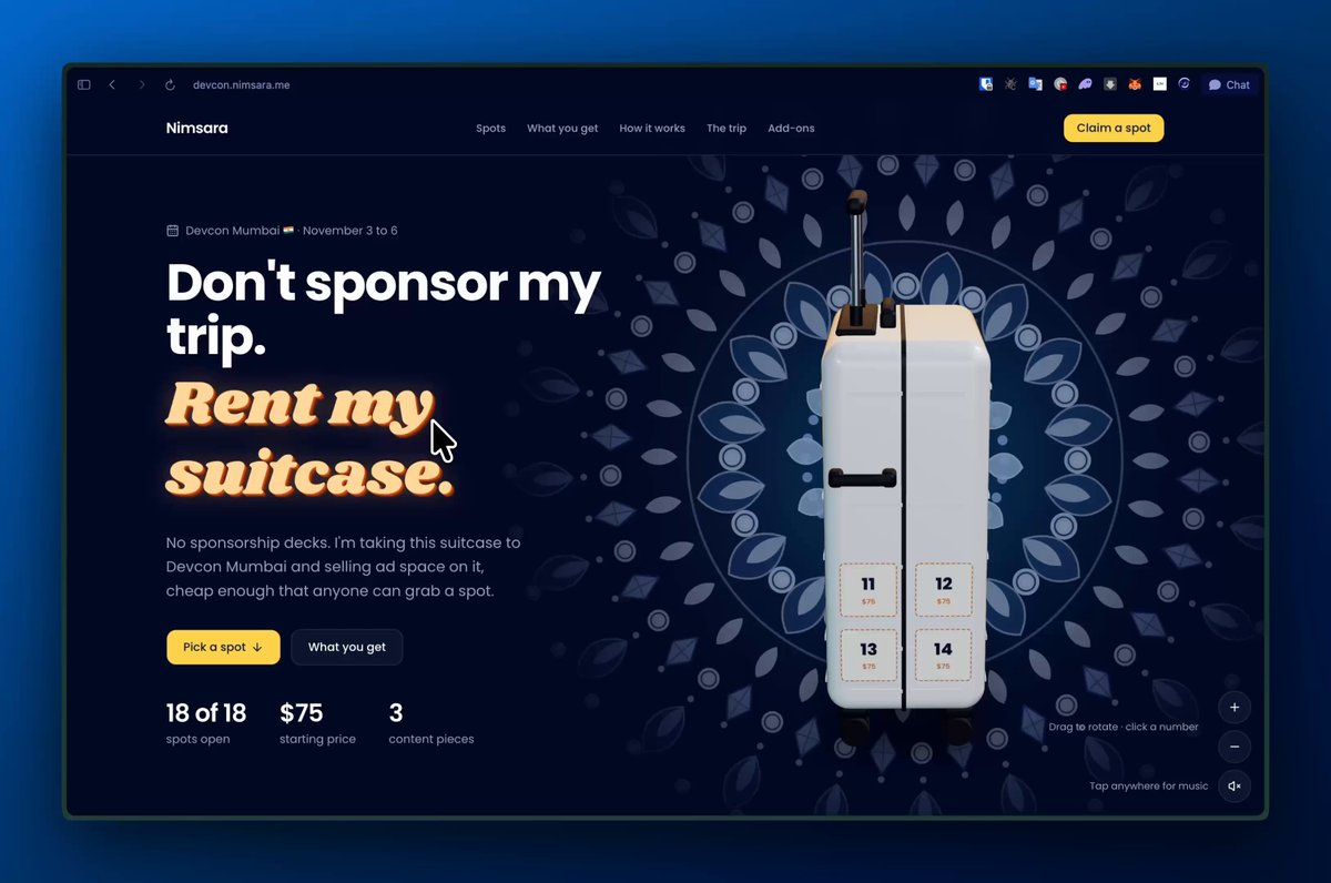 A suitcase to Devcon Mumbai. Image from the creator’s campaign post.