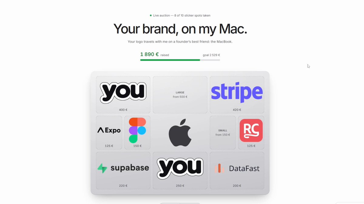 MacBook sponsorship mockup from Vincent’s launch video.